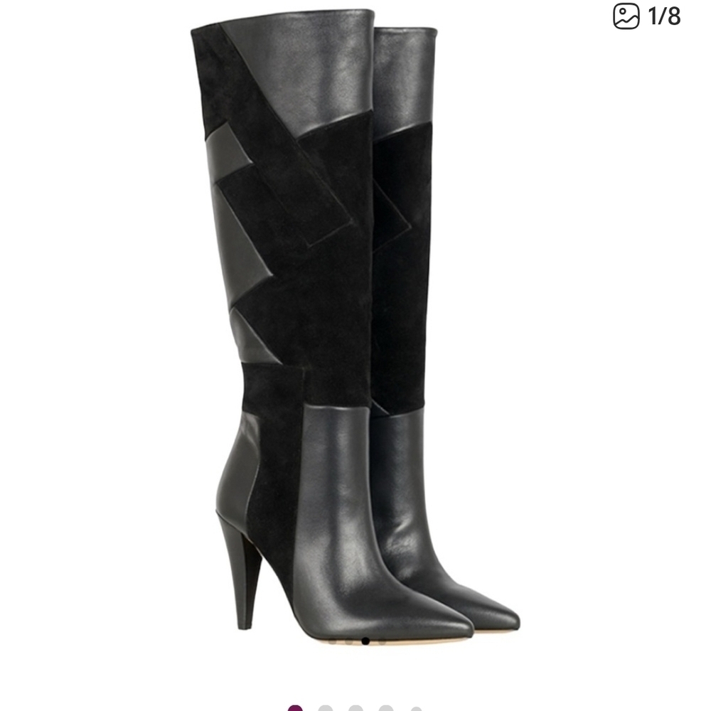 IRO Paris Darson Leather And Suede Knee Boots - Size 7.5 (EU 38)